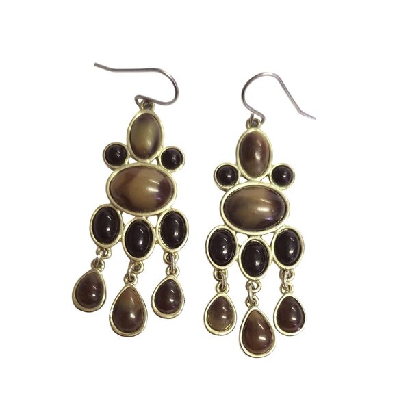 Brown Stone Chandelier Earrings - Tiger Eye - Picture 1 of 1